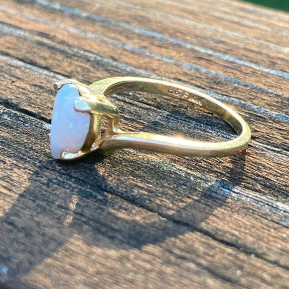 Vintage Baden & Foss Opal Heart 14k Solid Gold Ring Size 5.5 - Picture 7 of 16